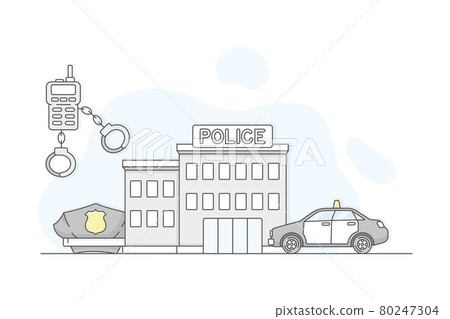 Municipal or City Services for Citizen with Police Department Vector Illustration 80247304