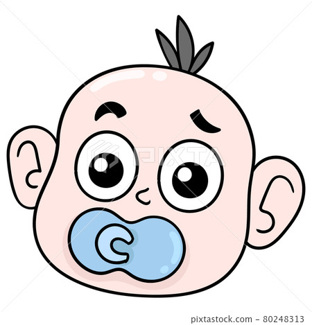 baby's head has a pacifier in his mouth, doodle icon drawing baby's head has a pacifier in his mouth, doodle icon drawing 80248313