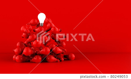 Light bulbs on red background. Idea concept. 3D Illustration. 80249053