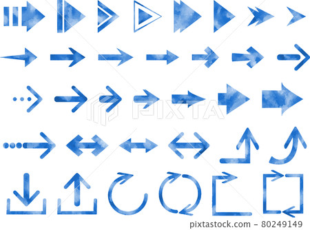 Watercolor style blue arrow set vector material Watercolor style blue arrow set vector material 80249149