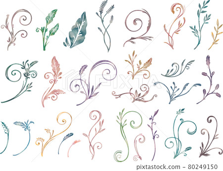 Watercolor-style hand-painted chic color ivy pattern set vector material Watercolor-style hand-painted chic color ivy pattern set vector material 80249150