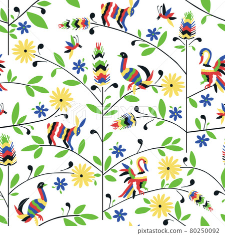 Seamless pattern with ornament in otomi style Seamless pattern with ornament in otomi style 80250092