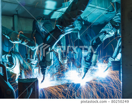 Team welding robots movement Team welding robots movement 80250249