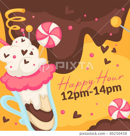 Happy hour in ice cream cafe, gelato with lollipop 80250438