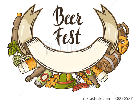 Illustration for beer festival or Oktoberfest. Background for pub or bar menu and flyers. Illustration for beer festival or Oktoberfest. Background for pub or bar menu and flyers. 80250587