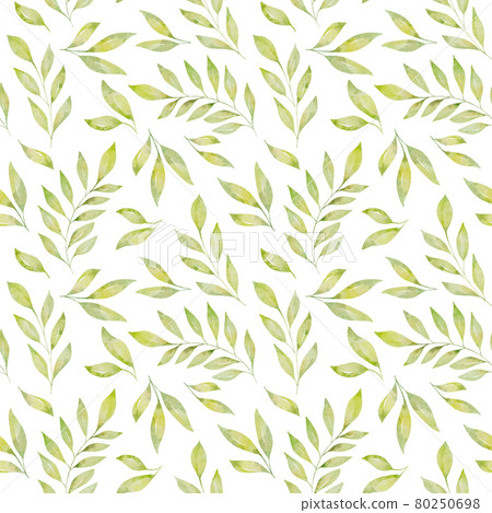 Watercolor floral seamless pattern with green... - Stock Illustration ...