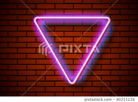 Neon frame with triangle shape on the red brick... - Stock Illustration ...