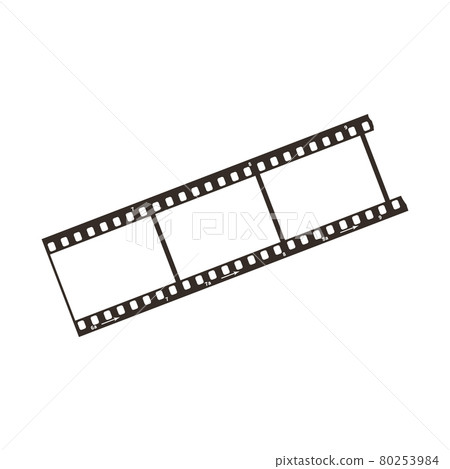 Three frames of dia positive 35mm film snip, simple black icon on white 80253984