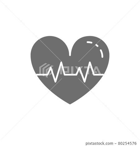 Healthy heartbeat grey icon. Isolated on white background Healthy heartbeat grey icon. Isolated on white background 80254576