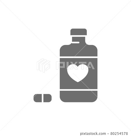 Heart disease pills grey icon. Isolated on white background 80254578