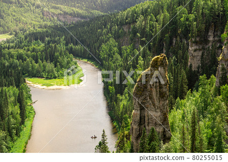 view of the wooded canyon of the Usva River from the coastal cliff 80255015