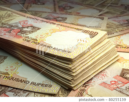Indian money. Indian rupee banknotes. 1000 INR rupees bills. 80255139