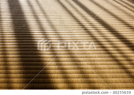 The light of the morning sun shining on the tatami mats through the curtain 80255639