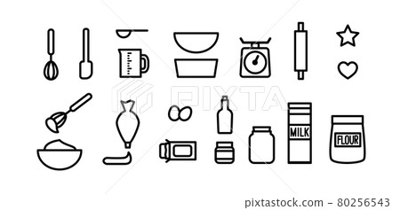 Sweets making decoration illustration icon set cooking utensils cooking kitchen Sweets making decoration illustration icon set cooking utensils cooking kitchen 80256543
