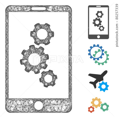 Smartphone Gears Web Vector Mesh Illustration Smartphone Gears Web Vector Mesh Illustration 80257339