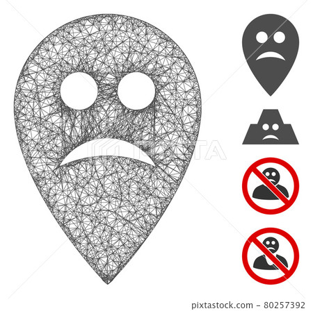 Sad Map Marker Web Vector Mesh Illustration 80257392