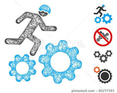 Running Developer Over Gears Web Vector Mesh Illustration Running Developer Over Gears Web Vector Mesh Illustration 80257393