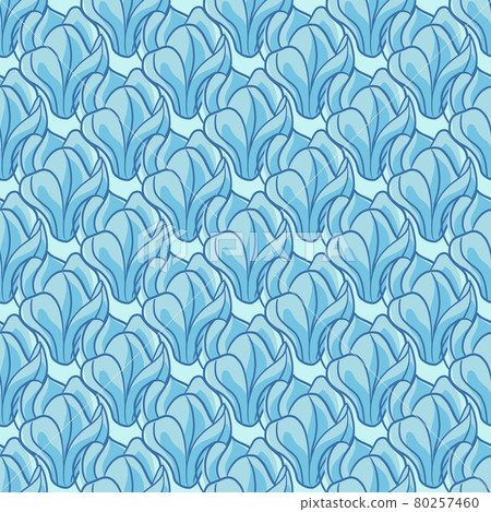 Abstract floral seamless pattern with contoured blue colors magnolia flowers silhouettes. Decorative print. Abstract floral seamless pattern with contoured blue colors magnolia flowers silhouettes. Decorative print. 80257460