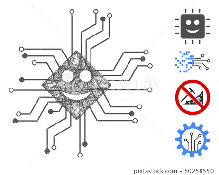 Happy Chip Circuit Web Vector Mesh Illustration Happy Chip Circuit Web Vector Mesh Illustration 80258550