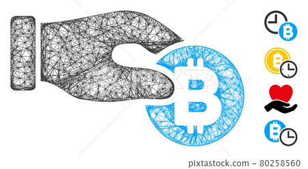Hand Take Bitcoin Web Vector Mesh Illustration Hand Take Bitcoin Web Vector Mesh Illustration 80258560