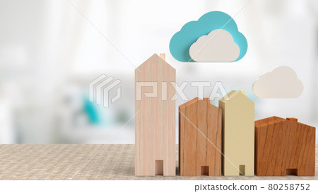 home and cloud for smart home  technology concept 3d rendering 80258752