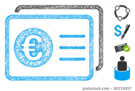 Euro Bank Accounts Web Vector Mesh Illustration 80258957