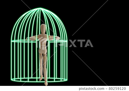 A drawing doll that pushes the cage open and tries to get out A drawing doll that pushes the cage open and tries to get out 80259120