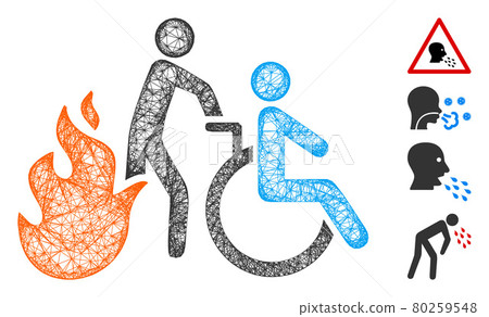 Fire Patient Evacuation Web Vector Mesh Illustration 80259548