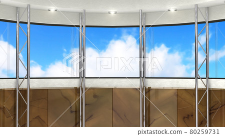 Background material Studio set Blue sky and white clouds 80259731