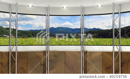 Background material Studio set Paddy field where rice ears grow Background material Studio set Paddy field where rice ears grow 80259736