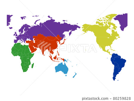 World Map Illustration-Regional Color Coding 80259828