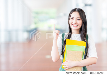 Female college student on campus Female college student on campus 80260286