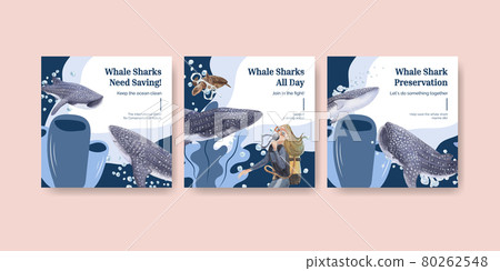 Banner template with international whale shark day concept,watercolor style Banner template with international whale shark day concept,watercolor style 80262548