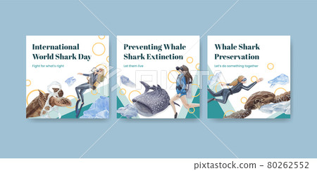 Banner template with international whale shark day concept,watercolor style Banner template with international whale shark day concept,watercolor style 80262552