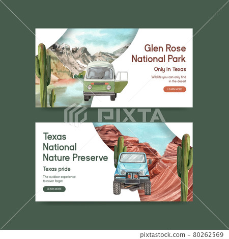 Twitter template with national parks of the United States concept,watercolor style Twitter template with national parks of the United States concept,watercolor style 80262569
