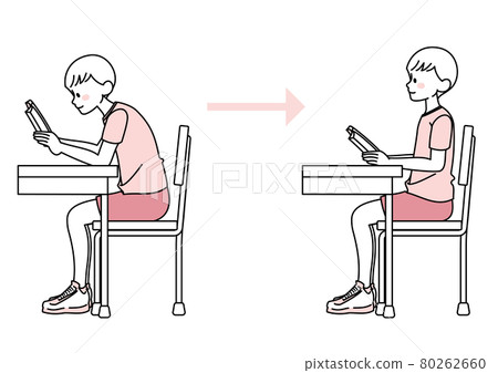 Posture of a child sitting on a chair Posture of a child sitting on a chair 80262660
