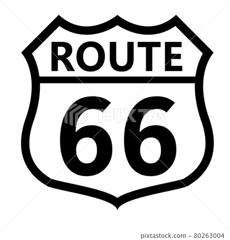 US route 66 sign. shield sign with route number and text symbol. United States Numbered Route. flat style. 80263004