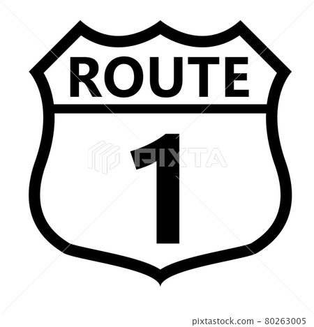 US route 1 sign. shield sign with route number and text symbol. United States Numbered Route. flat style. 80263005