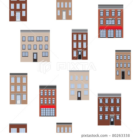 Old houses Seamless Pattern. Vector flat lay repeat background Old houses Seamless Pattern. Vector flat lay repeat background 80263338