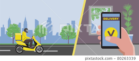 Delivery online service. Delivery home and office to the pandemic in the city Delivery online service. Delivery home and office to the pandemic in the city 80263339