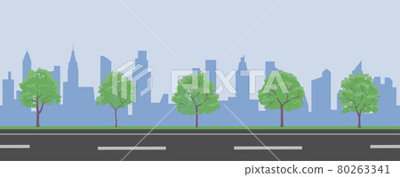 City road seamless background with tree and skyscraper City road seamless background with tree and skyscraper 80263341