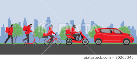 Delivery service banner. Delivery home and office to the pandemic in the city Delivery service banner. Delivery home and office to the pandemic in the city 80263343