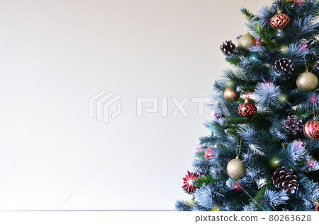 Christmas tree with balls winter holiday background 80263628