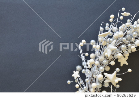 Winter holiday flat lay composition with glitter snowflakes and garland 80263629