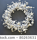 Winter holiday flat lay composition with glitter snowflakes and garland 80263631