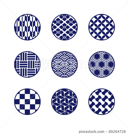 Simple Japanese pattern seamless pattern set dark blue Simple Japanese pattern seamless pattern set dark blue 80264726