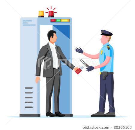 Scanner Gate, Man and Police Officer Icon. 80265103