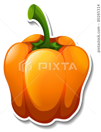 Orange capsicum sticker on white background Orange capsicum sticker on white background 80265314