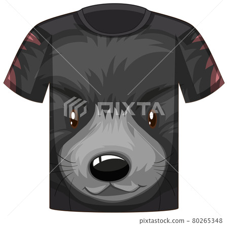 Front of t-shirt with face of black bear pattern 80265348