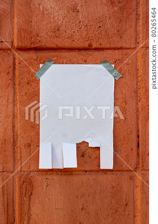 Tear off paper on paint wall. Mock up template. Street paper ad or announcement with tear-off stripes with phone number. Blank design. Copyspace mockup Tear off paper on paint wall. Mock up template. Street paper ad or announcement with tear-off stripes with phone number. Blank design. Copyspace mockup 80265464
